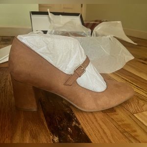 Brown Suede WARNER MARY JANE block heel